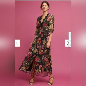 Like New Farm Rio Black Floral Maxi Dress